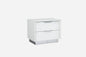 White And Stainless Steel Two Drawer Nightstand