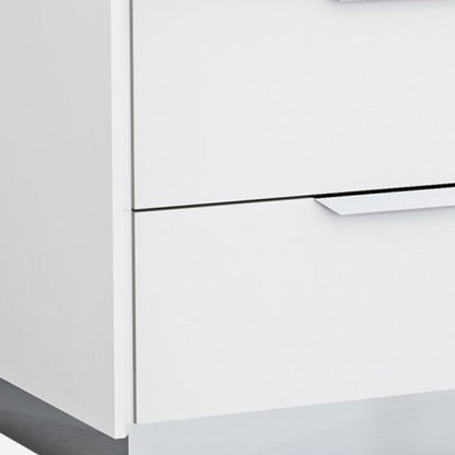 White And Stainless Steel Two Drawer Nightstand
