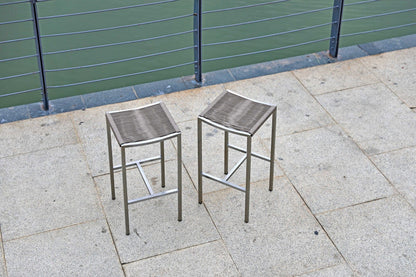 Set Of 4 Stainless Steel Square Bar Stool
