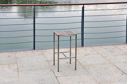 Set Of 4 Stainless Steel Square Bar Stool
