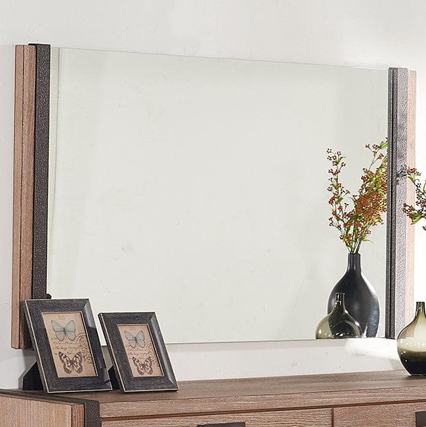 51 X 3.5 X 35 Natural Veneer Metal Mirror