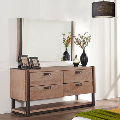 51 X 3.5 X 35 Natural Veneer Metal Mirror