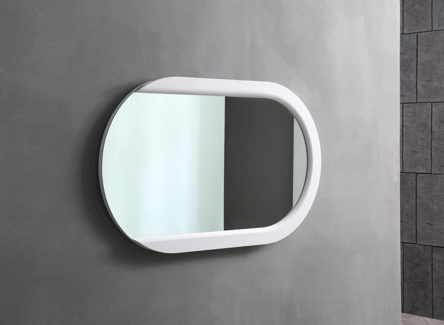 53 X 31 X 2 White Stainless Steel Mirror