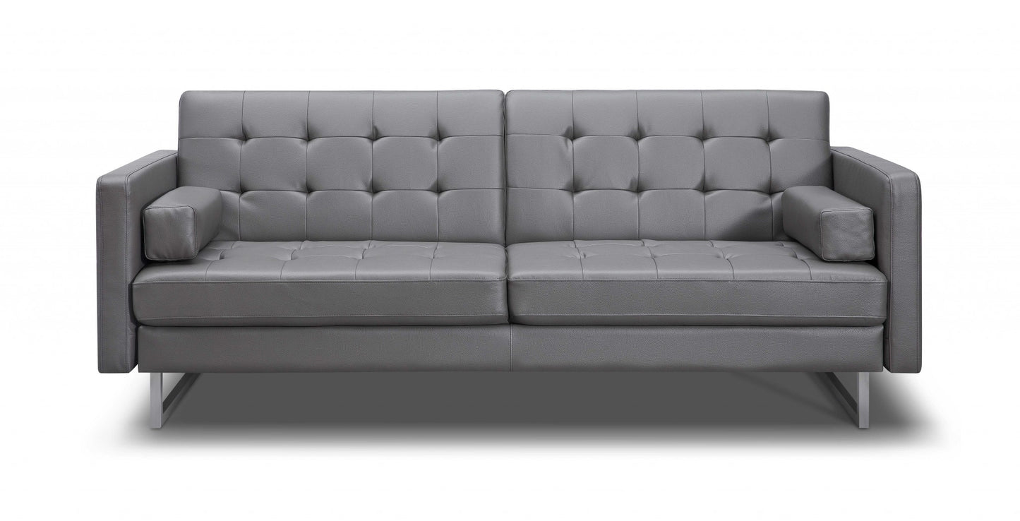 80 X 45 X 13 Gray Sofa Bed With Stainless Steel Legs
