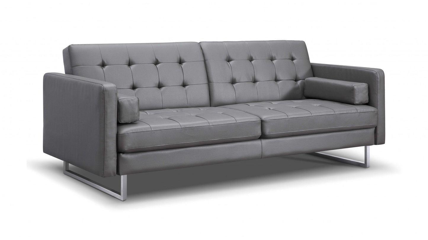 80 X 45 X 13 Gray Sofa Bed With Stainless Steel Legs