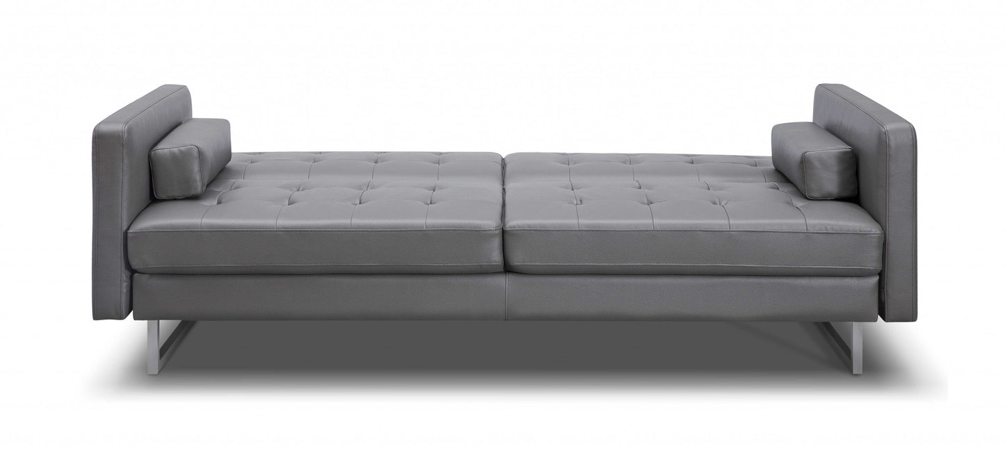 80 X 45 X 13 Gray Sofa Bed With Stainless Steel Legs