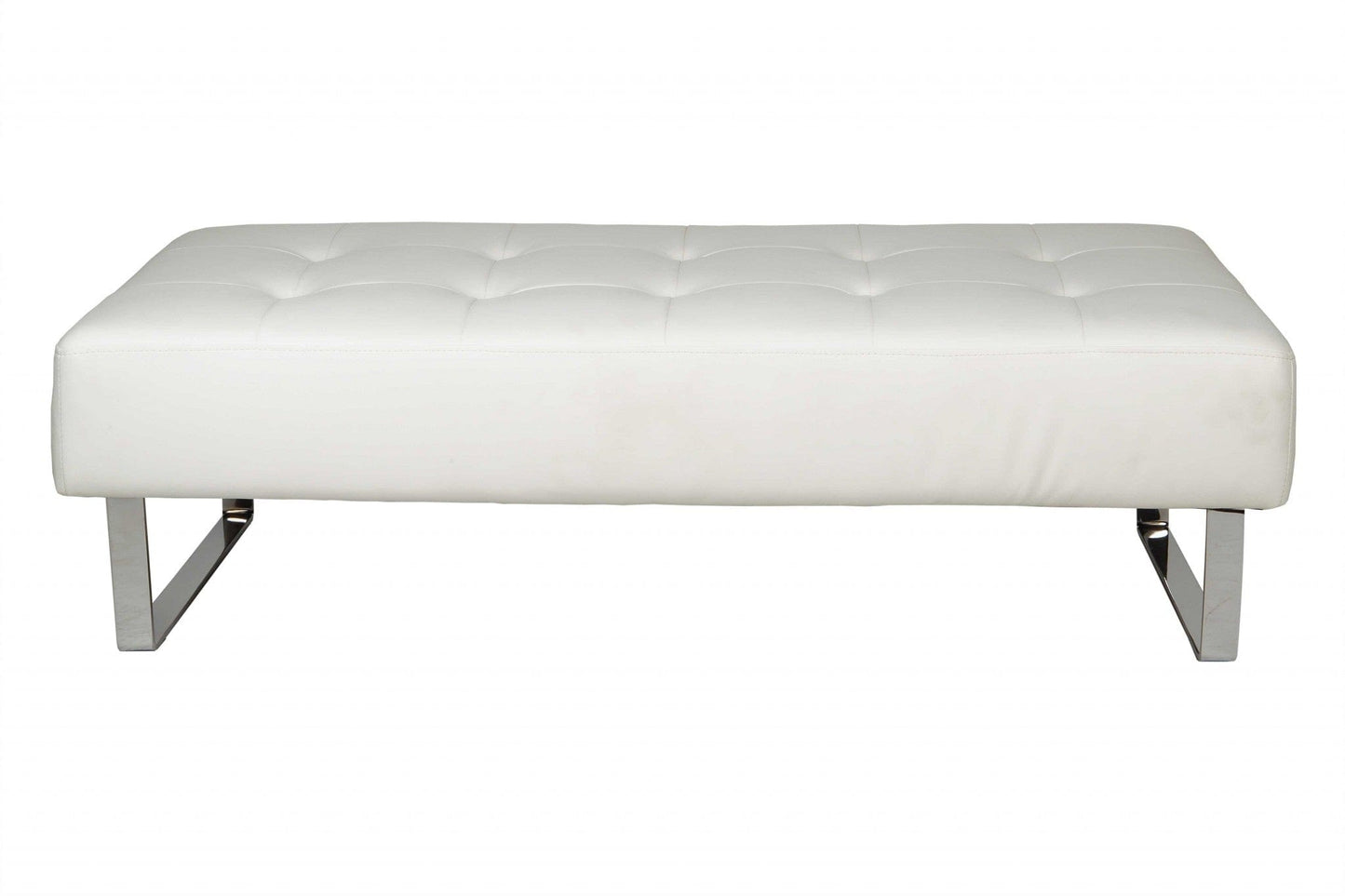 52 X 24 X 16 White Faux Leather Bench