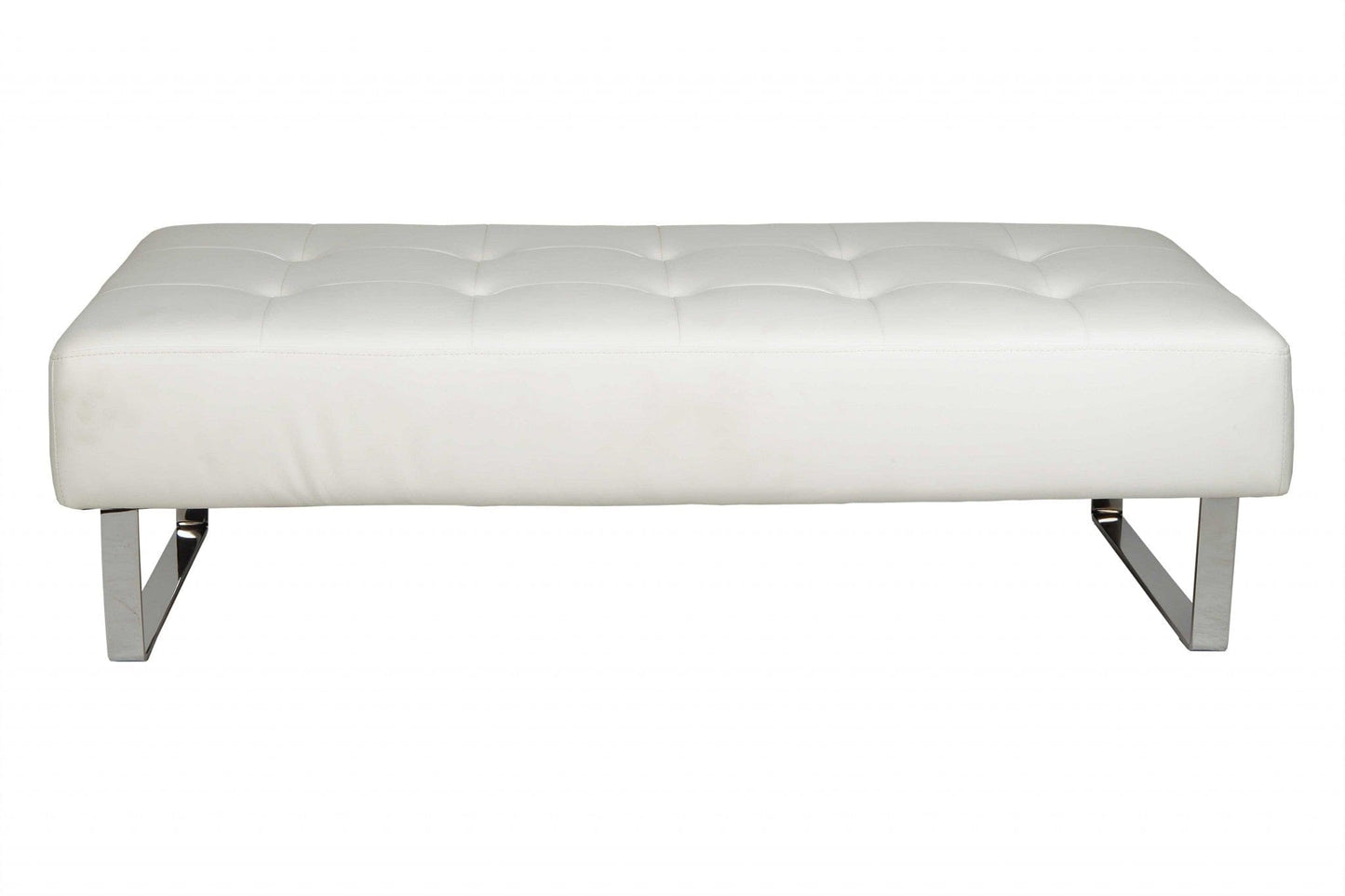 52 X 24 X 16 White Faux Leather Bench