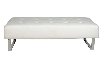 52 X 24 X 16 White Faux Leather Bench