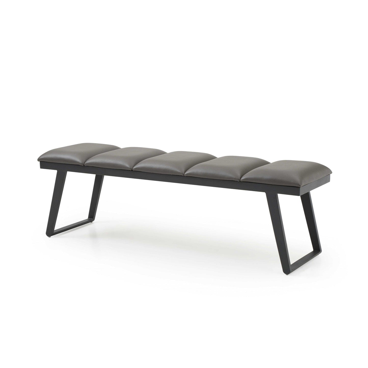 57" Dark Gray Faux Leather Bench