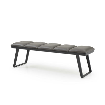 57" Dark Gray Faux Leather Bench