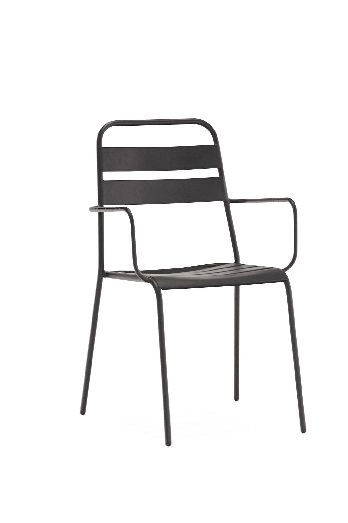 Set Of 4 Gray Stackable Aluminum Arm Chairs