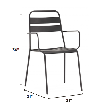 Set Of 4 Gray Stackable Aluminum Arm Chairs