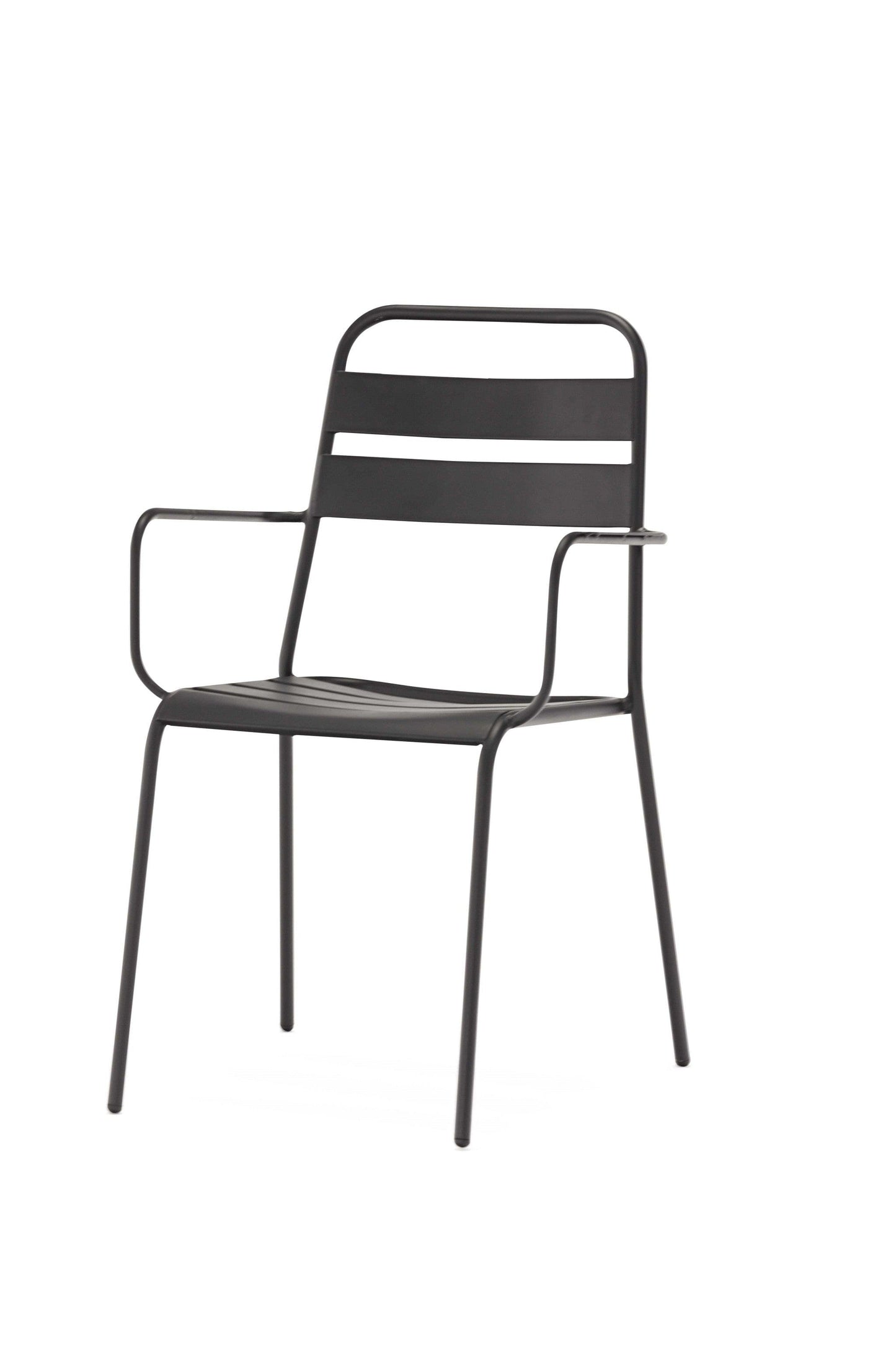 Set Of 4 Gray Stackable Aluminum Arm Chairs
