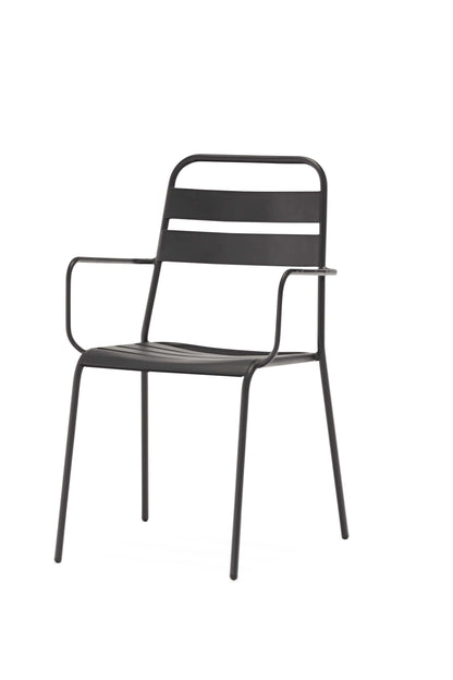 Set Of 4 Gray Stackable Aluminum Arm Chairs