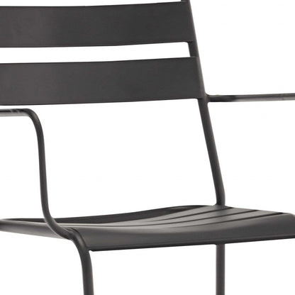 Set Of 4 Gray Stackable Aluminum Arm Chairs