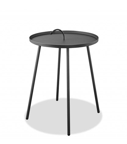 Gray Round Steel End Or Side Table