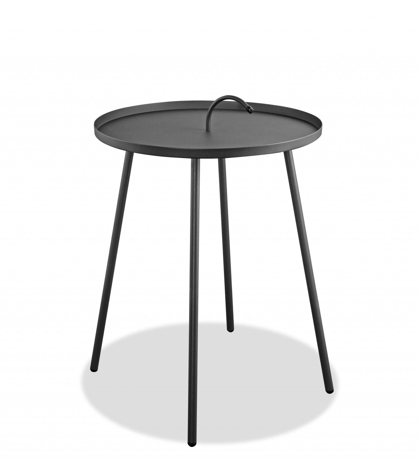 Gray Round Steel End Or Side Table