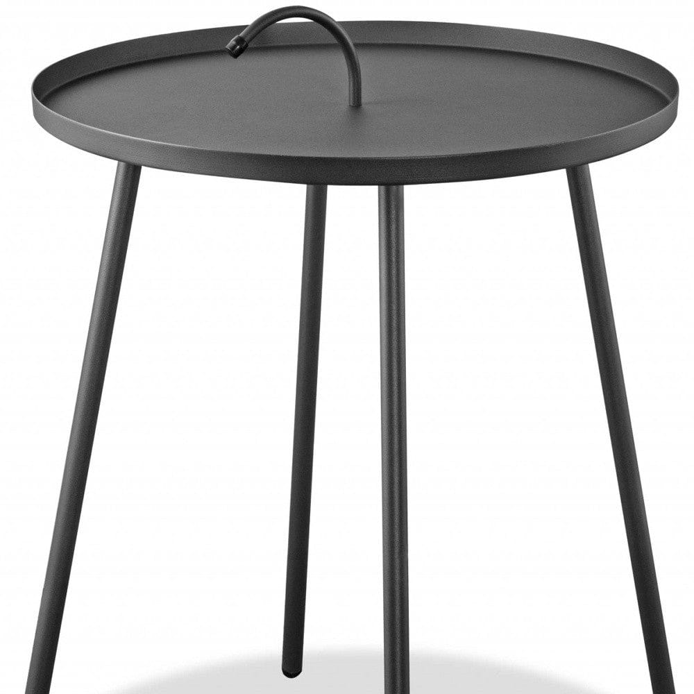 Gray Round Steel End Or Side Table