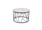 23 X 23 X 16 White   Black Ceramic Iron Side Table