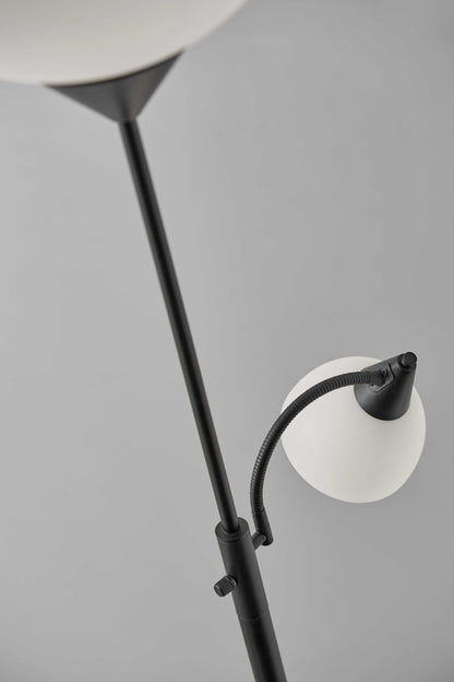 Torchiere Plus Chairside Floor Lamp In Black Metal