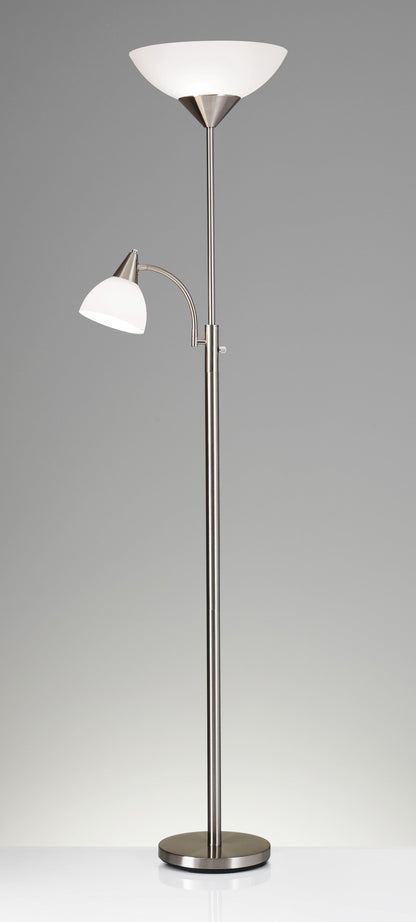 Torchiere Plus Chairside Floor Lamp In Black Metal