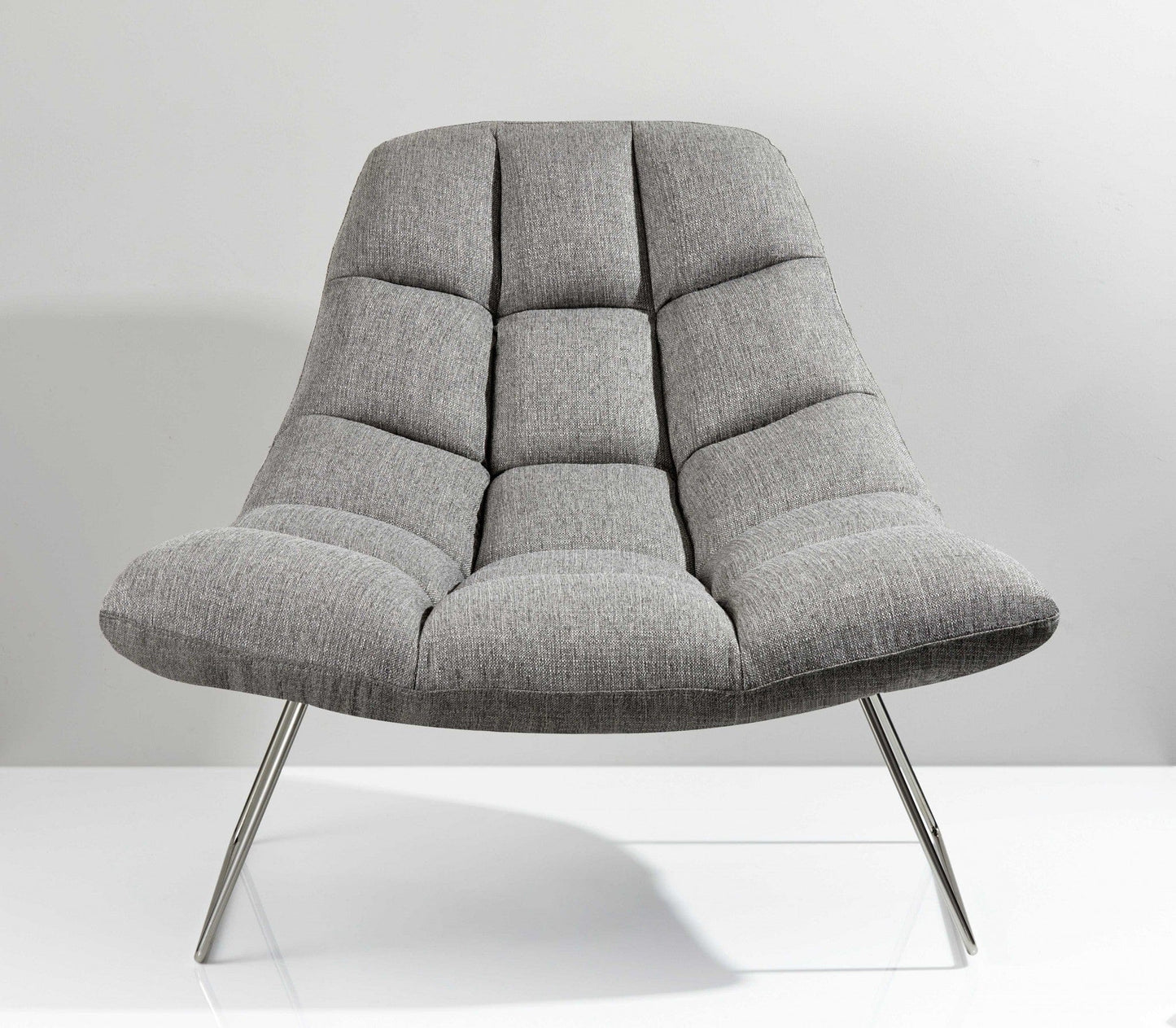 40" X 33" X 33" Light Grey Soft Textured Fabric And Brushed Steel Chair