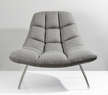 40" X 33" X 33" Light Grey Soft Textured Fabric And Brushed Steel Chair