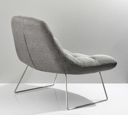 40" X 33" X 33" Light Grey Soft Textured Fabric And Brushed Steel Chair