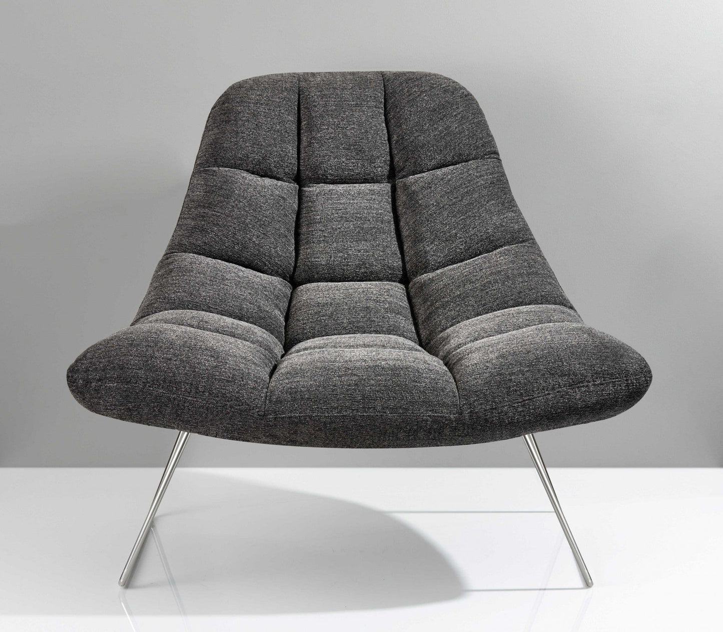 40" X 33" X 33" Light Grey Soft Textured Fabric And Brushed Steel Chair
