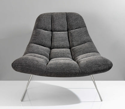 40" X 33" X 33" Light Grey Soft Textured Fabric And Brushed Steel Chair