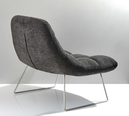 40" X 33" X 33" Light Grey Soft Textured Fabric And Brushed Steel Chair