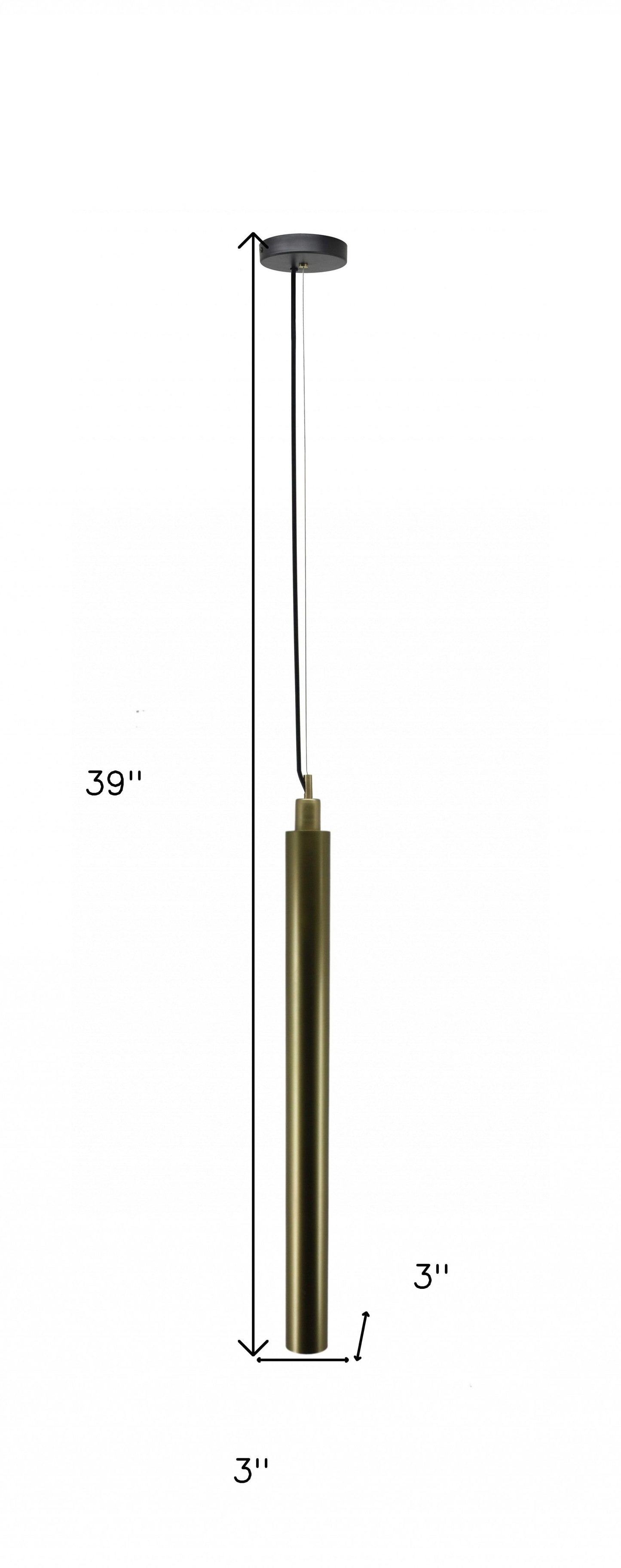 Matte Brass Cylindrical Pendant Lamp
