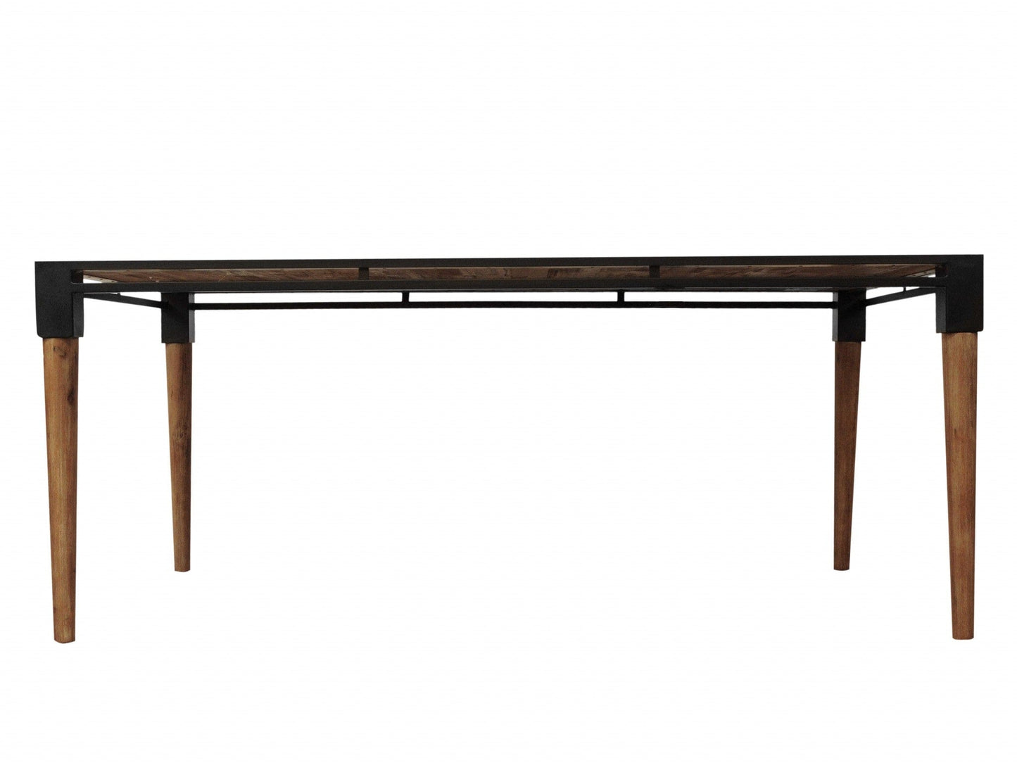 74" Natural Acacia And Mid Century Black Dining Table