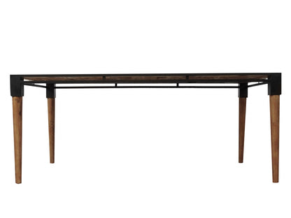 74" Natural Acacia And Mid Century Black Dining Table