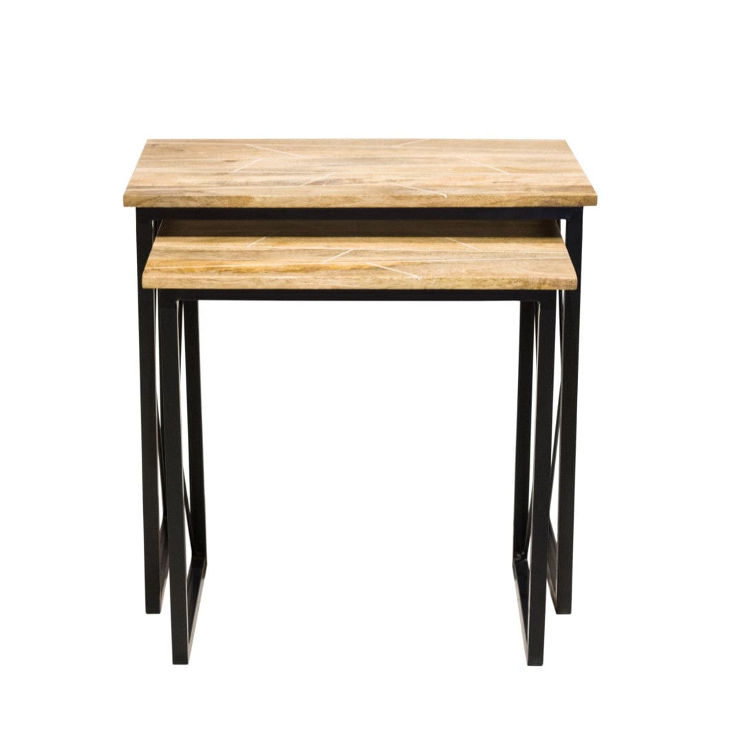 Updated Rustic Natural Geo Nesting End Tables Set Of 2
