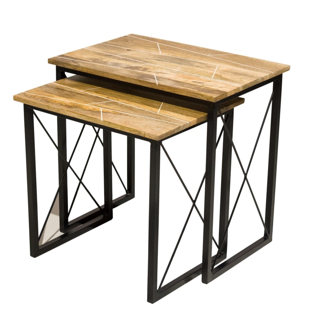 Updated Rustic Natural Geo Nesting End Tables Set Of 2
