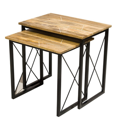 Updated Rustic Natural Geo Nesting End Tables Set Of 2