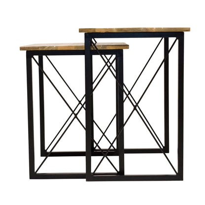 Updated Rustic Natural Geo Nesting End Tables Set Of 2