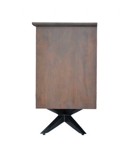 Brown And Black Wood Metal Buffet