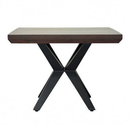 Contemporary Dark Acacia Black Inverted Frame End Or Side Table