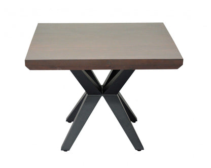 Contemporary Dark Acacia Black Inverted Frame End Or Side Table