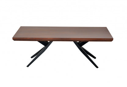 24" Solid Wood And Iron Rectangular Coffee Table