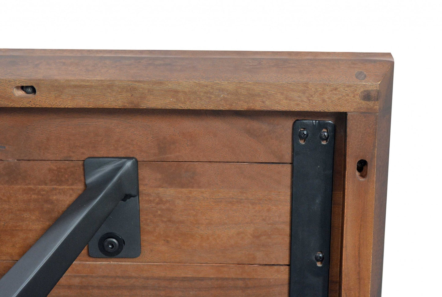 24" Solid Wood And Iron Rectangular Coffee Table