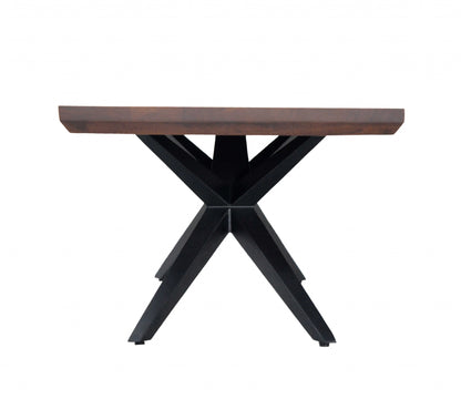 24" Solid Wood And Iron Rectangular Coffee Table