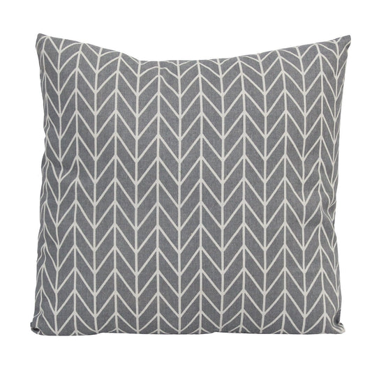 18" X 18" Grey Geo Check Polyester Throw Pillow