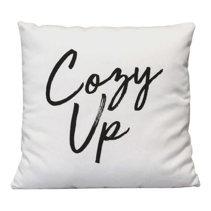 Black On White Cozy Up Sentiment Pillow