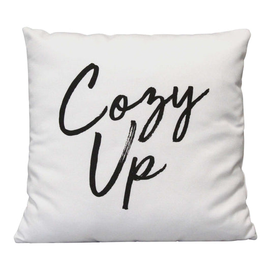 Black On White Cozy Up Sentiment Pillow