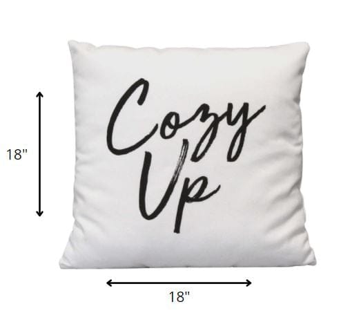 Black On White Cozy Up Sentiment Pillow