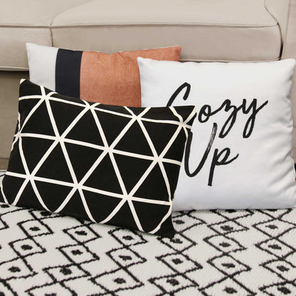 Light Coral And Black Color Block Square Pillow